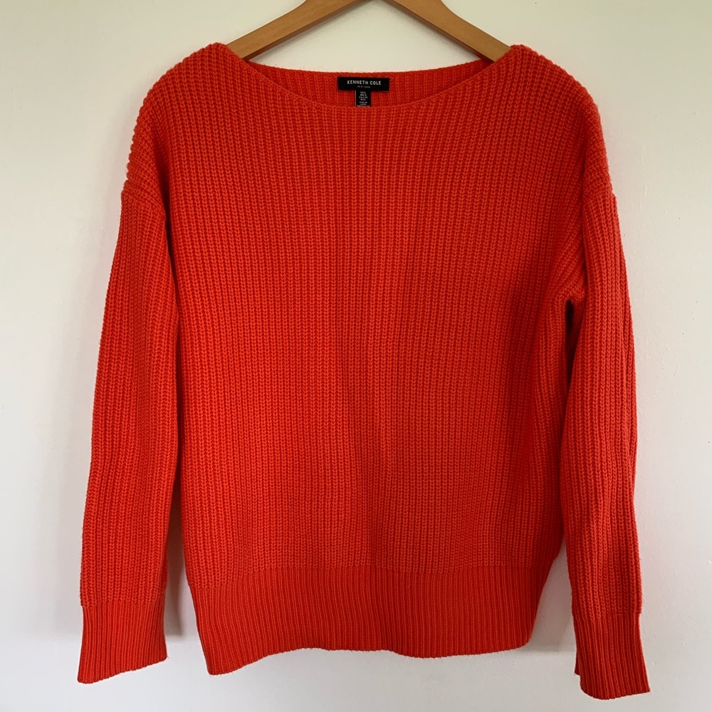 Kenneth Cole Chunky Orange Knit Sweater